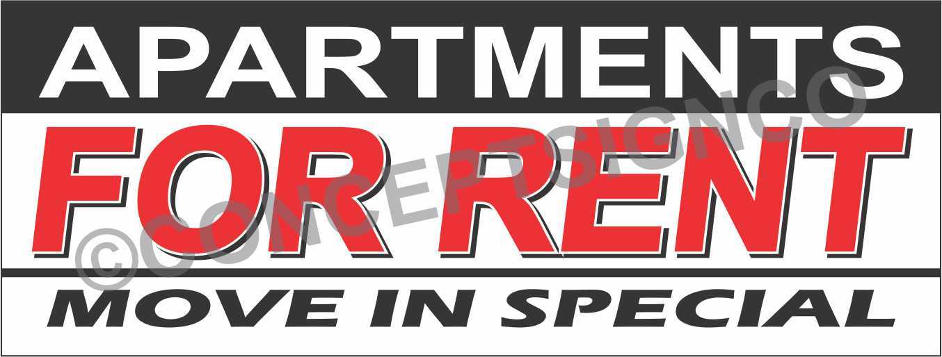 3’X8′ APARTMENTS FOR RENT BANNER Outdoor Sign LARGE Move In Specials Rentals
