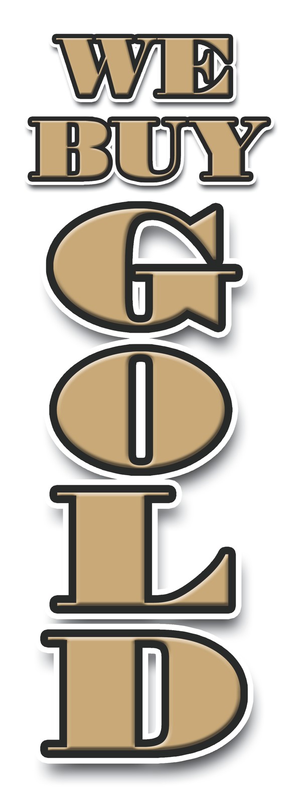 WE BUY GOLD Vertical DECAL sticker cash coins jewelry diamonds fast paid