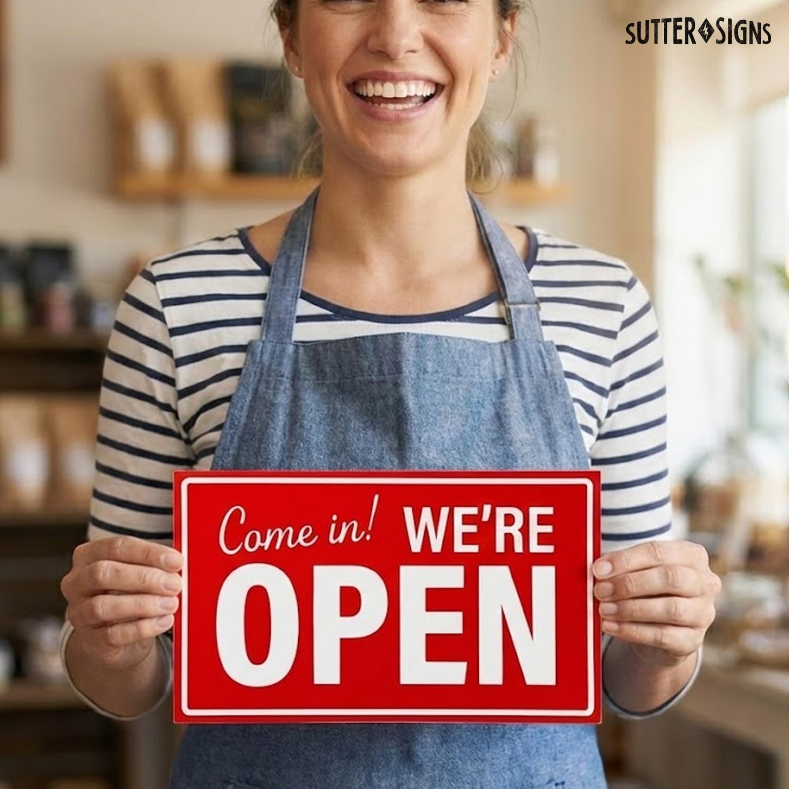 Open Closed Sign for Business, 10″ x 6″ Double Sided Plastic Sign with Twine,…