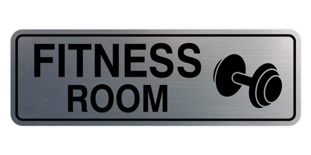 Standard Fitness Room Sign Brushed Silver Medium Wall Door Mount Decor
