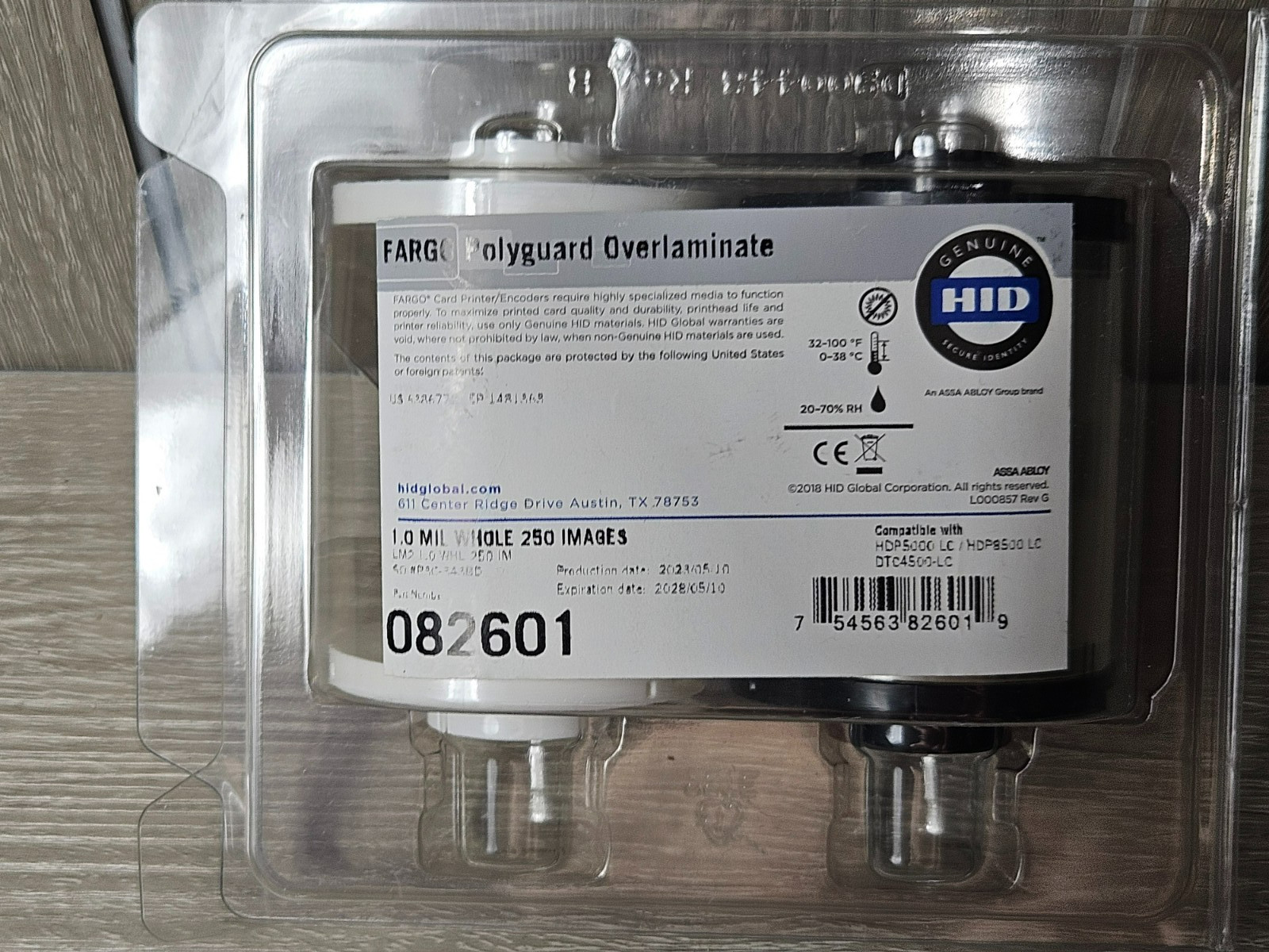 HID 082601 Fargo Polyguard Overlaminate 1.0 MIL Whole 250 Images exp. 3-28 on