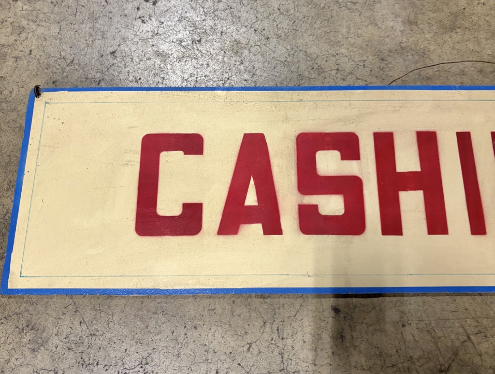 Custom Made Large Wooden Cashier Sign – Approx. 42″ Long