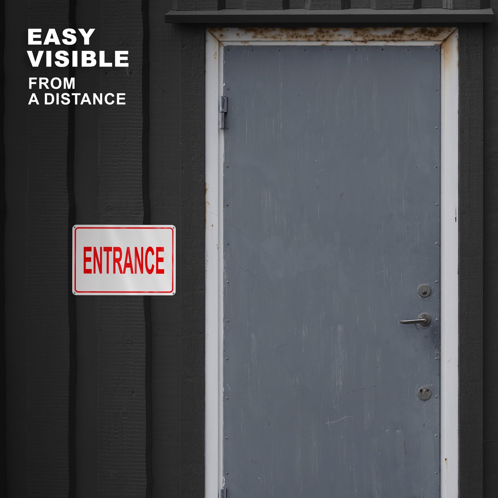 Reflective Entrance Sign, 8×12 RustFree Aluminum Enter Here Sign for Door or …