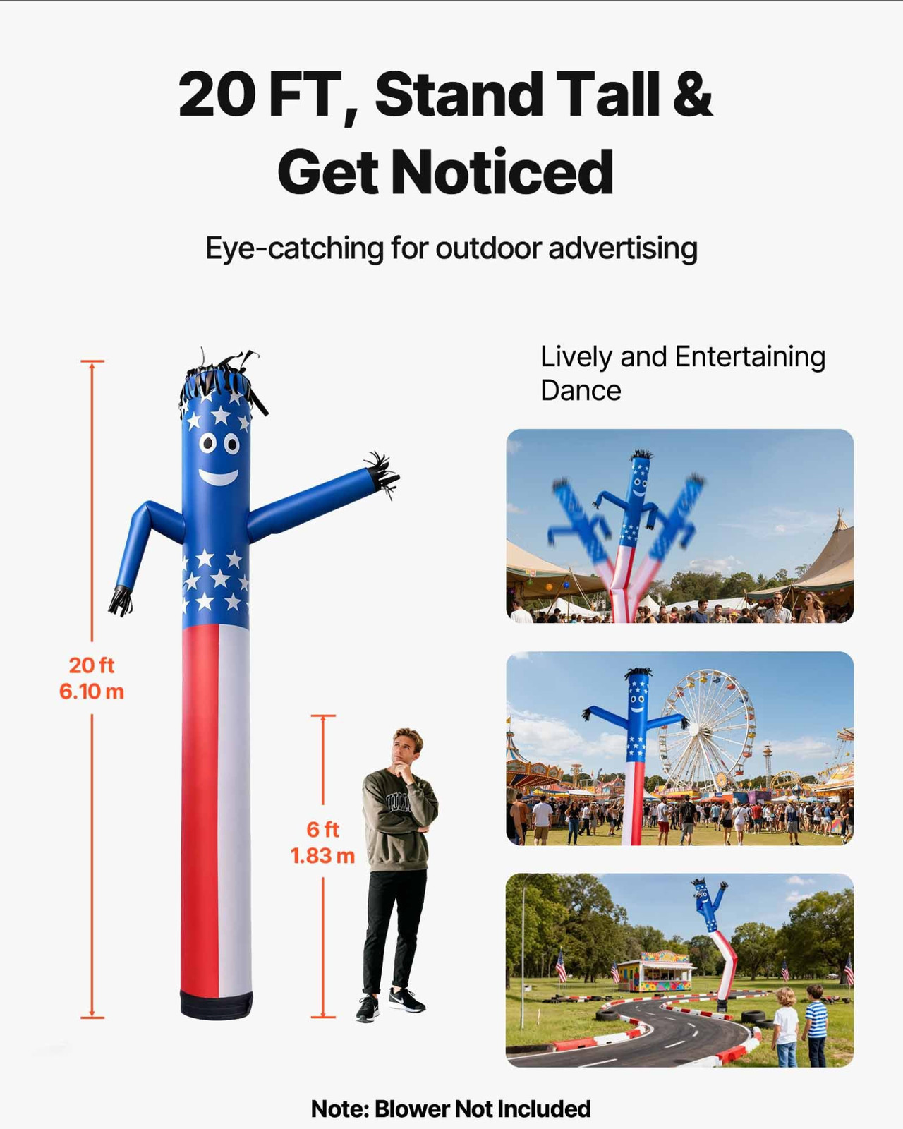 20ft Inflatable Tube Man Wacky Waving Air Dancer Advertising (No Blower)