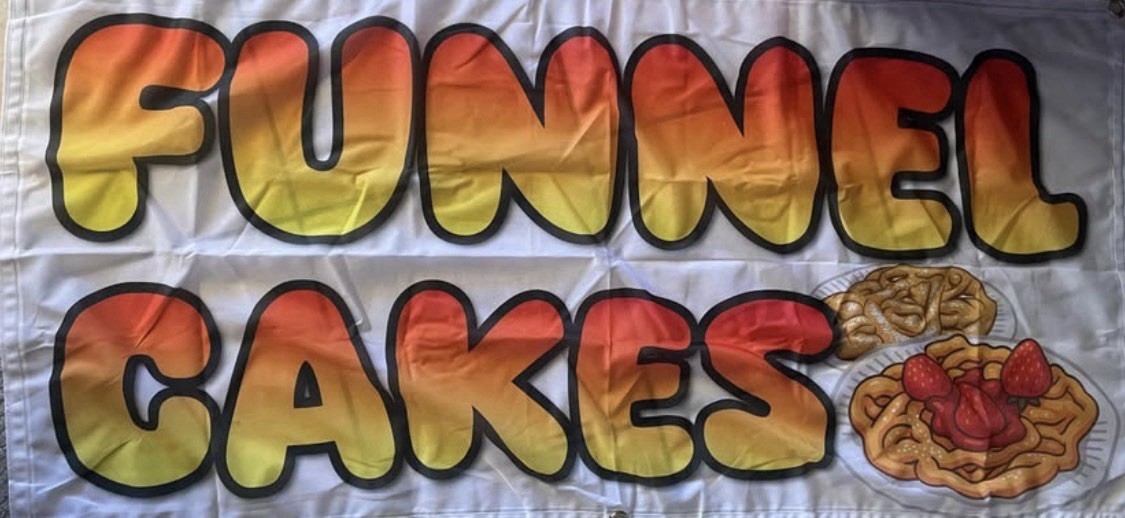 Funnel Cakes Vinyl Banner Sign 24×48 in with Grommets Rectangle Hanging