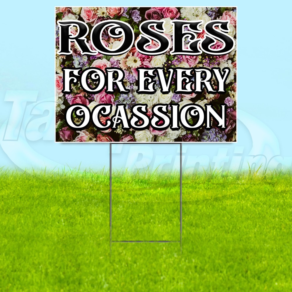 ROSES 18×24 Yard Sign Flowers Holiday Plastic Corrugated WITH STAKE USA YS07989