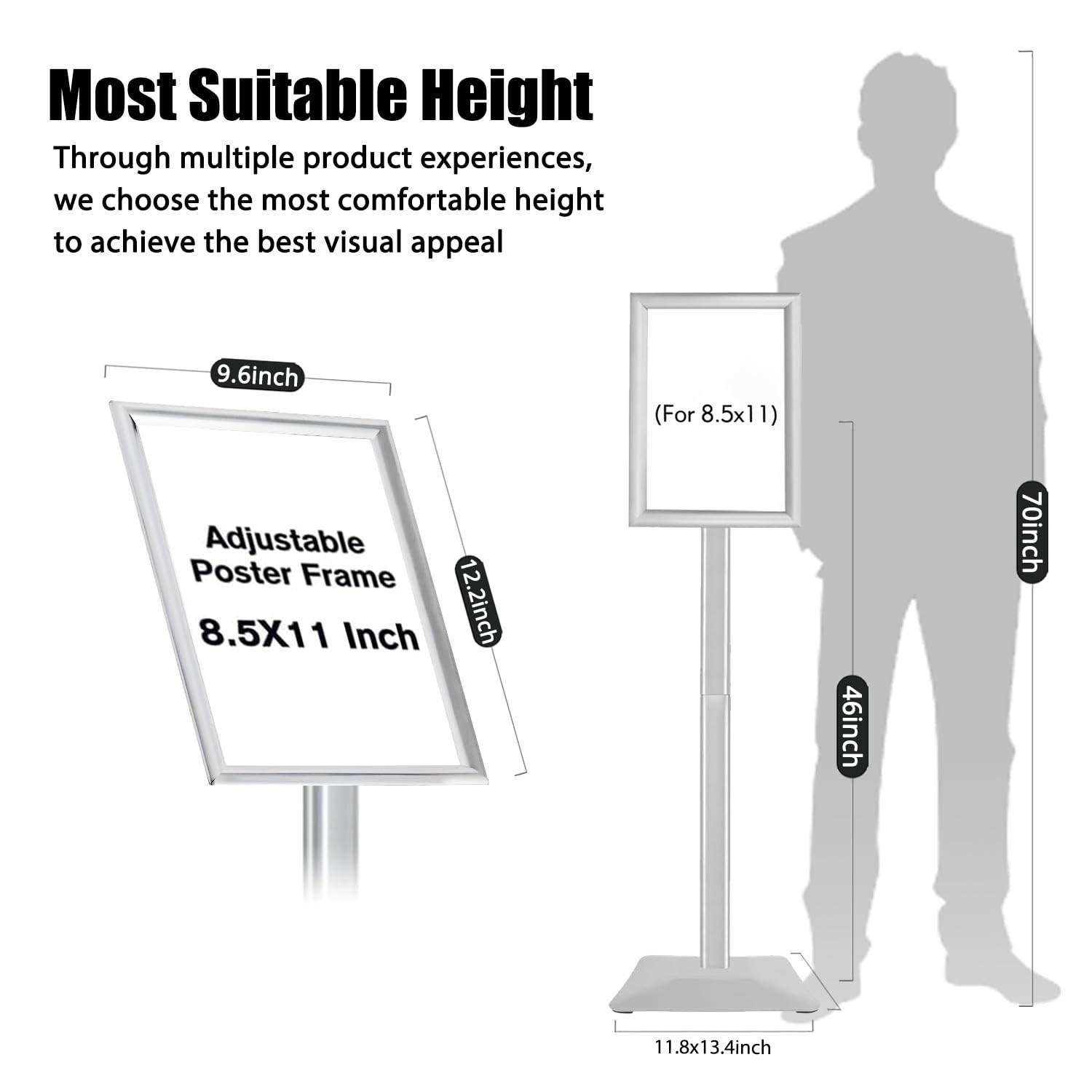 Golemas Sign Stand For Display, 11lbs Integrated Rod Heavy Duty Pedestal Floor