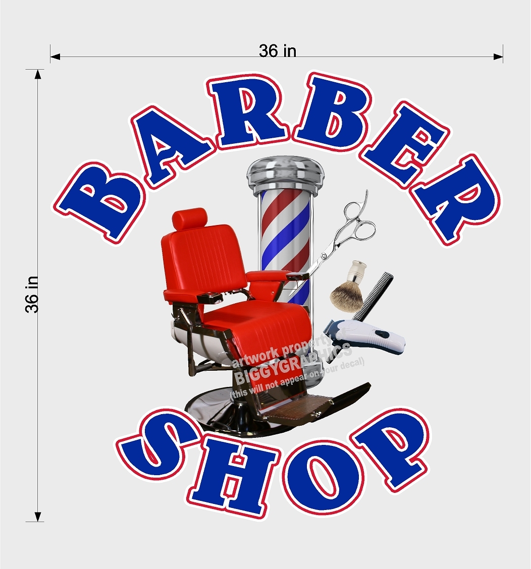 36″ X 36″ VINYL DECAL FOR BARBER SHOP HAIR DRESSER WALL OR WINDOW NEW!