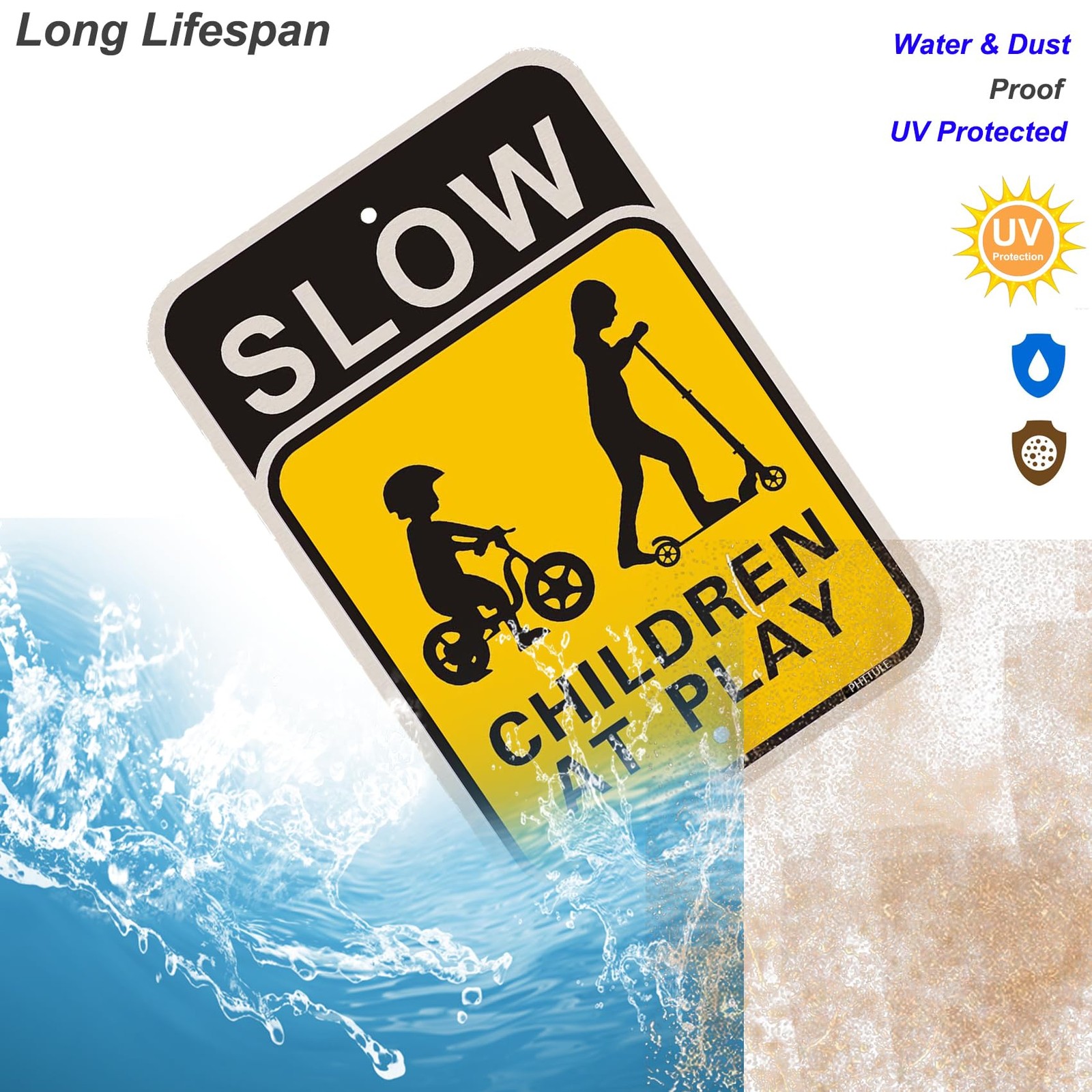 PHTTULE Slow Children at Play Signs 2 Pack, 18 x 12 Inches Kids Playing Slow …