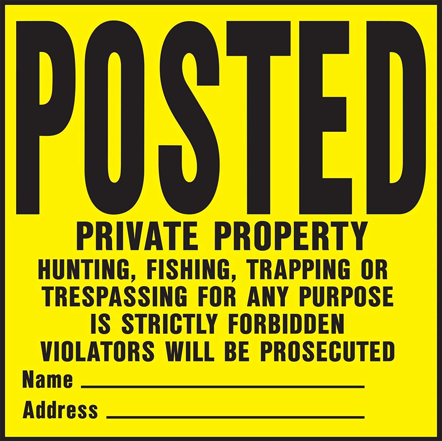 YP1 Plastic Private Property Sign, 11x11in Yellow Warning Board 20 Pack Tool