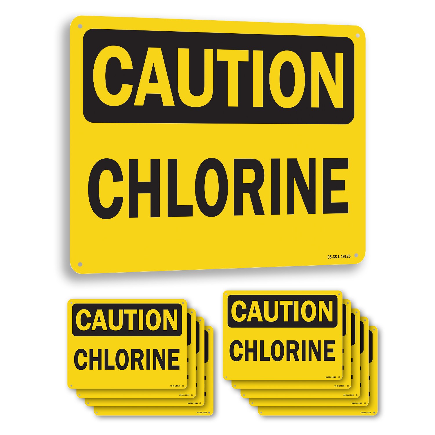 Chlorine OSHA Caution Sign Metal, Plastic, Or Decal – 5 or 10 Pack
