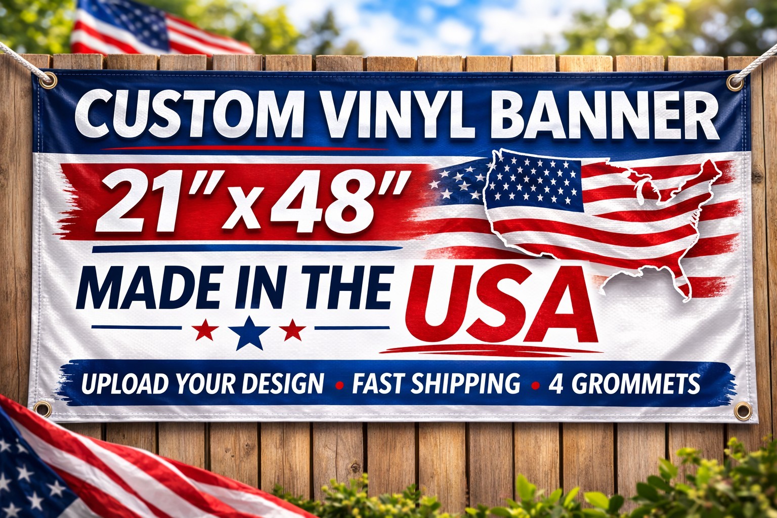Custom Banner 21×48 Personalized Vinyl Banner Business Party Sign Made in USA