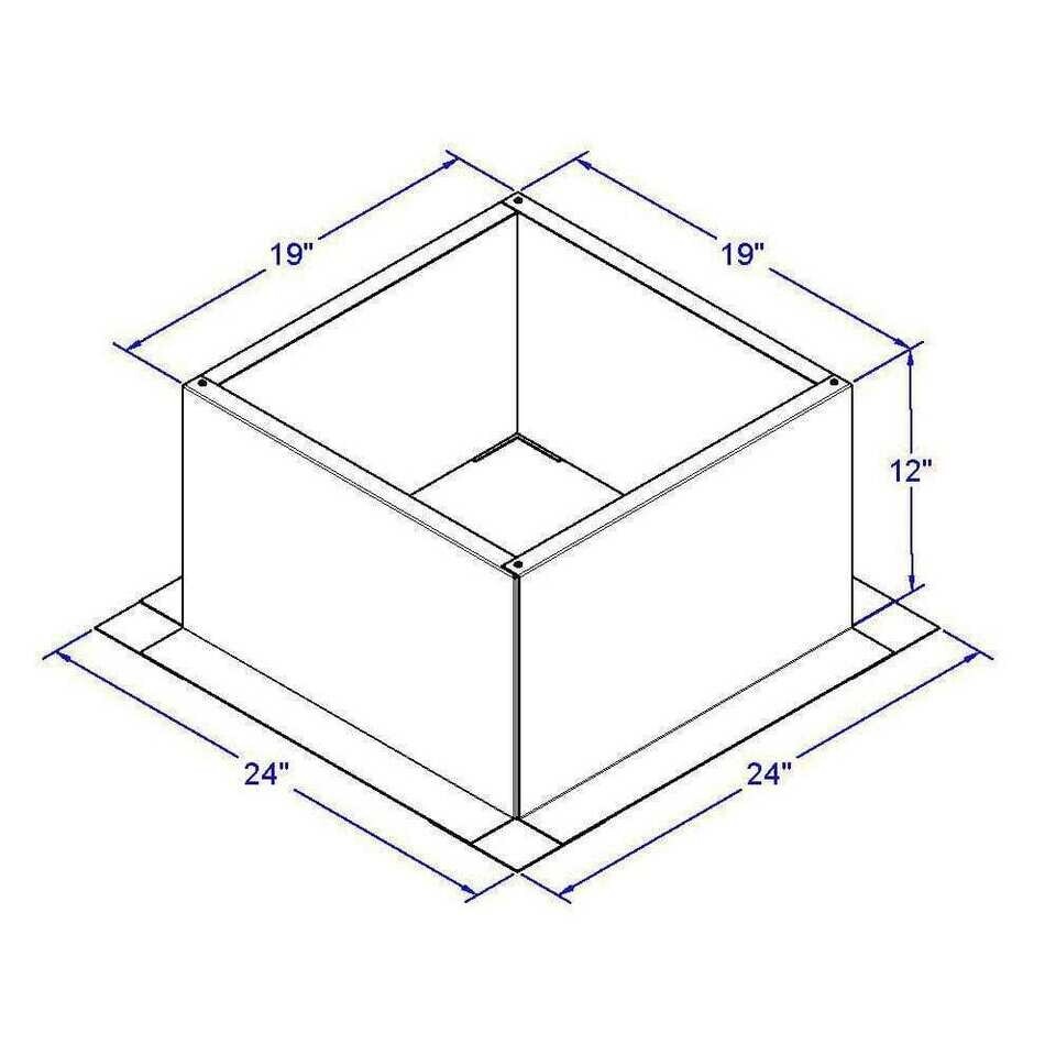Aluminum Roof Curb Is 19 W X 19 L X 12 In. H Extension Provides Platform Mount