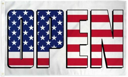 OPEN Flag Red White Blue Store Banner Advertising Pennant Business USA Sign 3×5