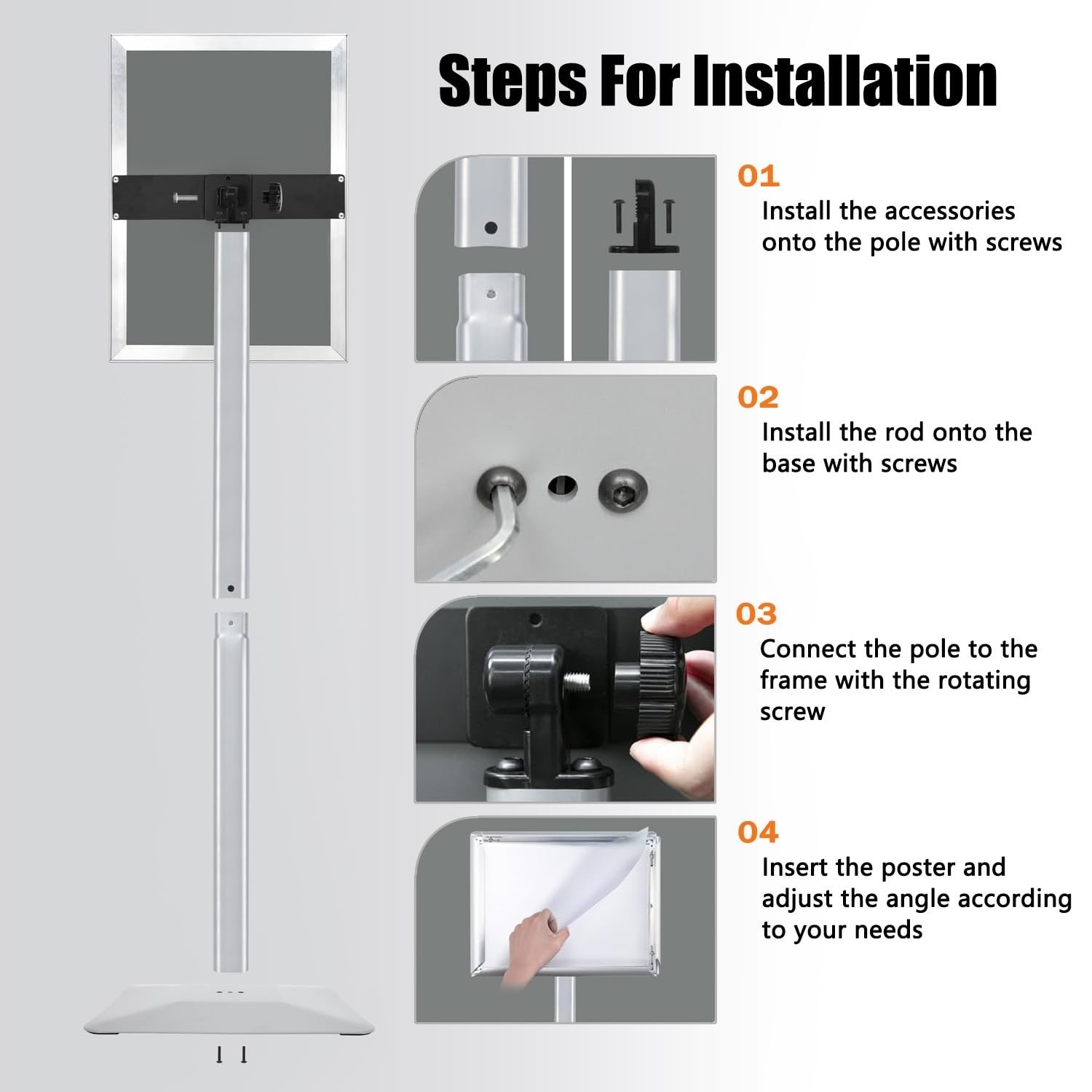 Golemas Sign Stand For Display, 11lbs Integrated Rod Heavy Duty Pedestal Floor