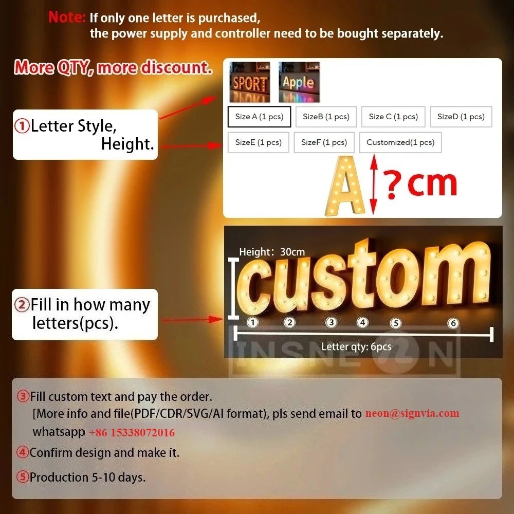 Custom Bulb Letters Metal Light Marquee Signs Custom Business Illuminated AA
