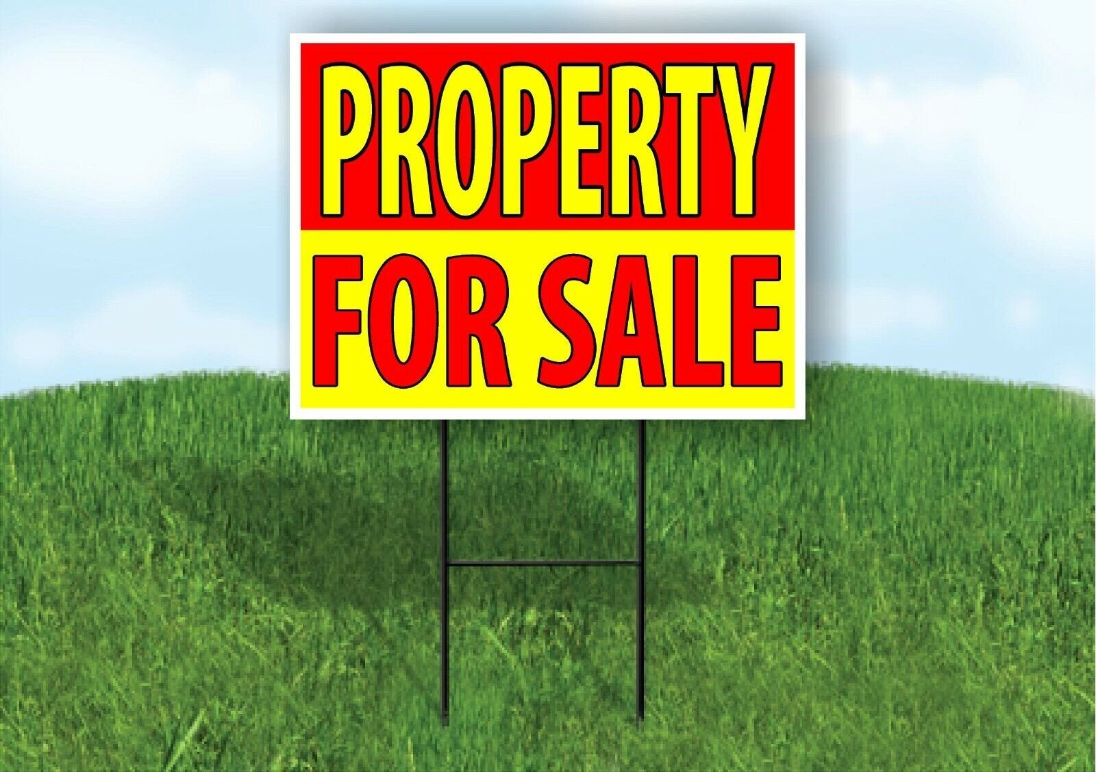 PROPERTY FOR SALE RED YELLOW Plastic Yard Sign ROAD SIGN with Stand