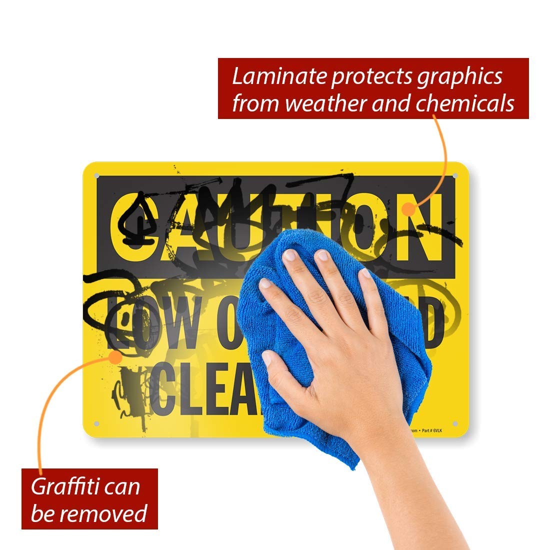 10×14 Inch Caution Low Overhead Clearance Sign Aluminum Black Yellow Alert