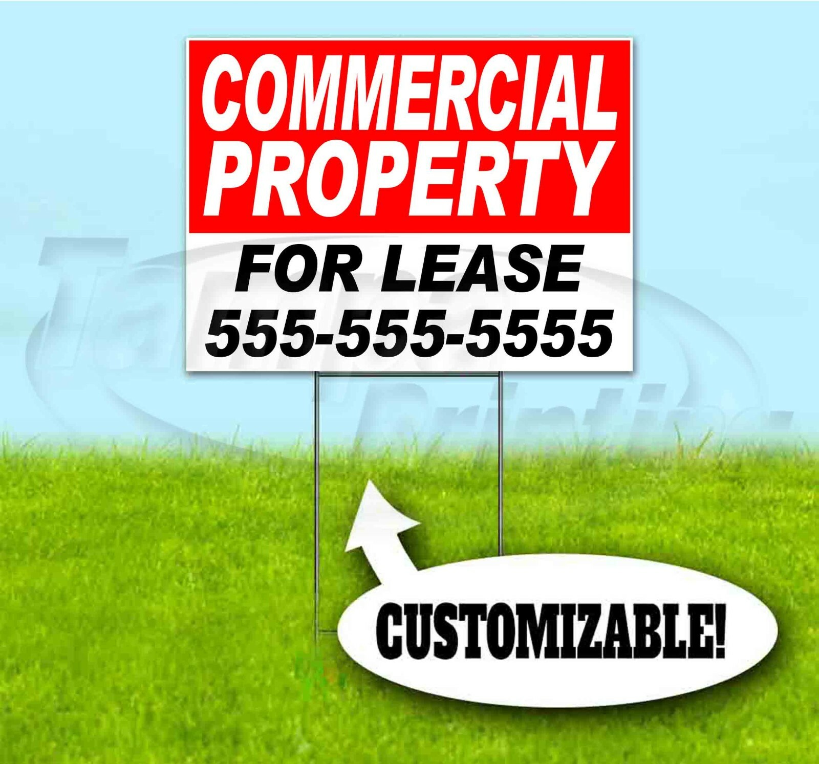 COMMERCIAL PROPERTY FOR LEASE CUSTOM 18×24 Yard Sign WITH STAKE Bandit REALTY