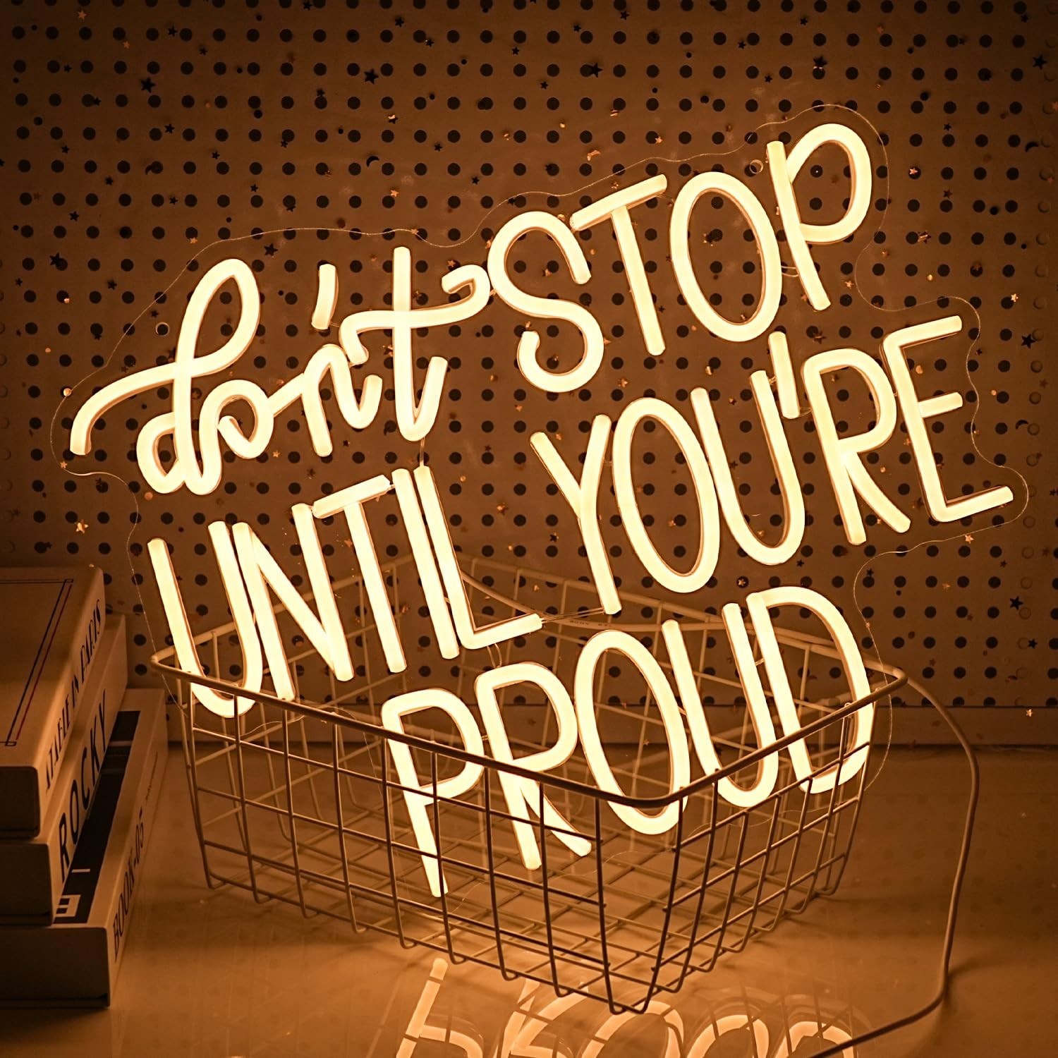 Don’t Stop Until You Are Proud Neon Sign Warm White LED Neon Light Dimmable U…