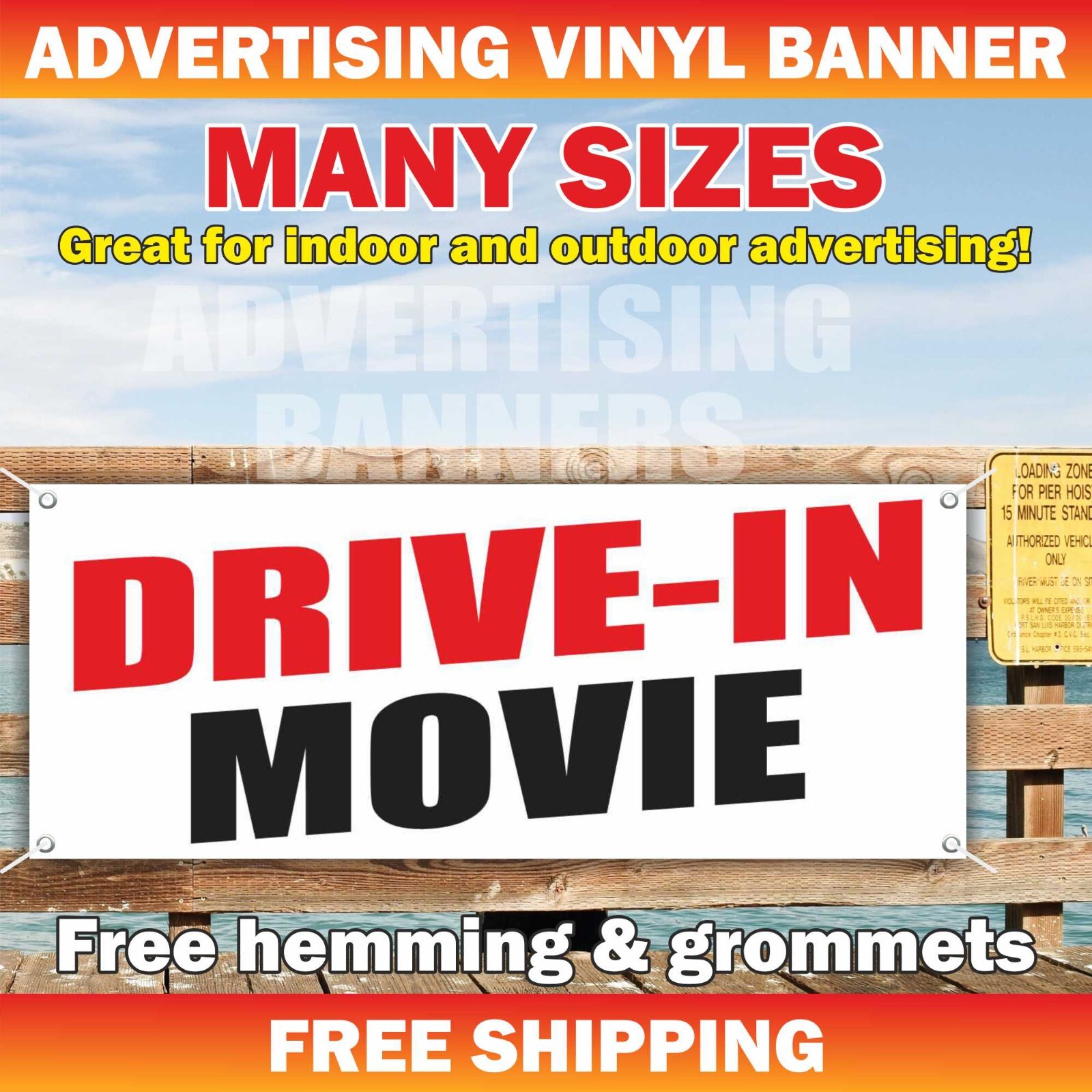 DRIVE-IN MOVI Advertising Banner Vinyl Mesh Sign AUTOCINE PELÍCULA