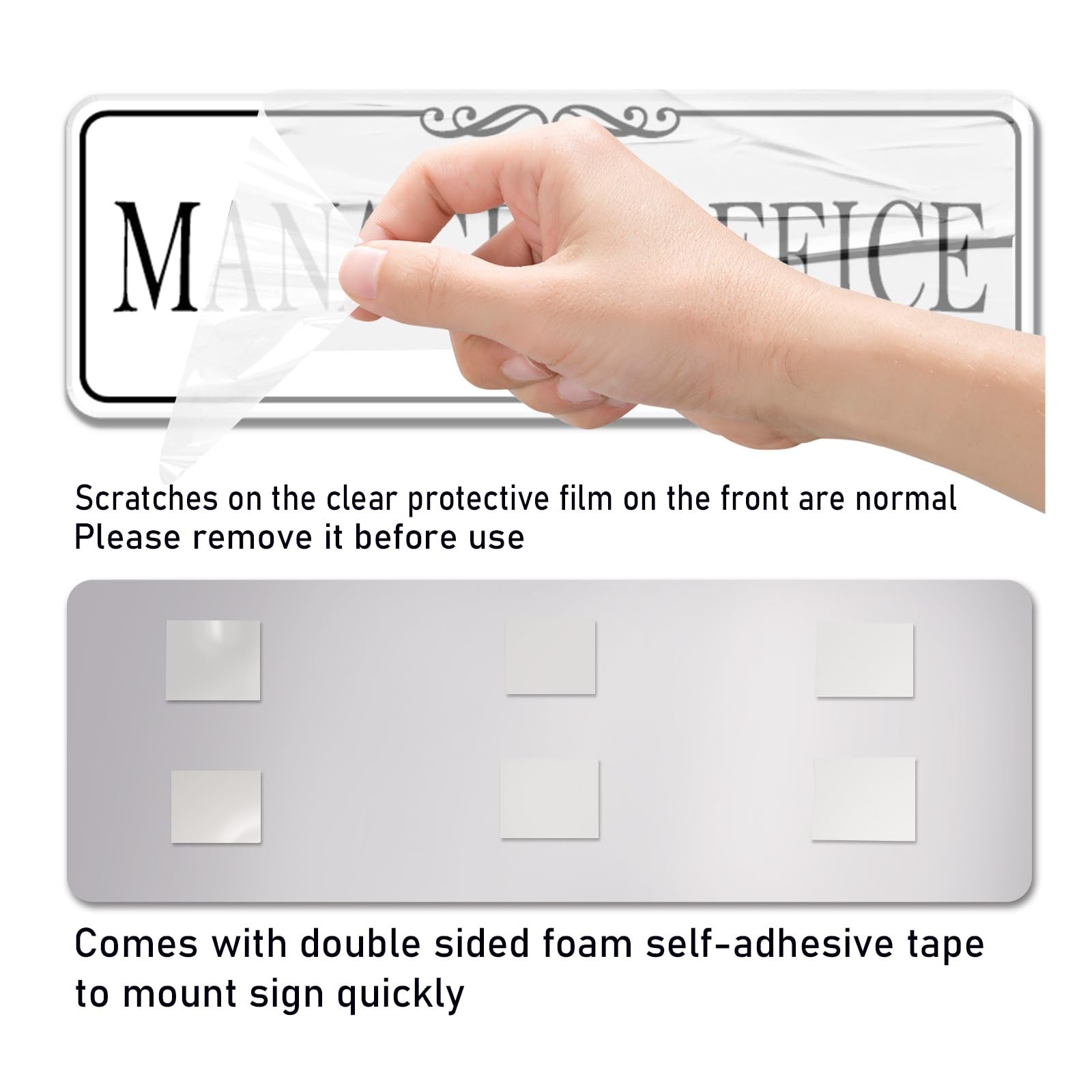 9×3 Inch Manager Office Sign Elegant White Acrylic Self Adhesive Wall Door