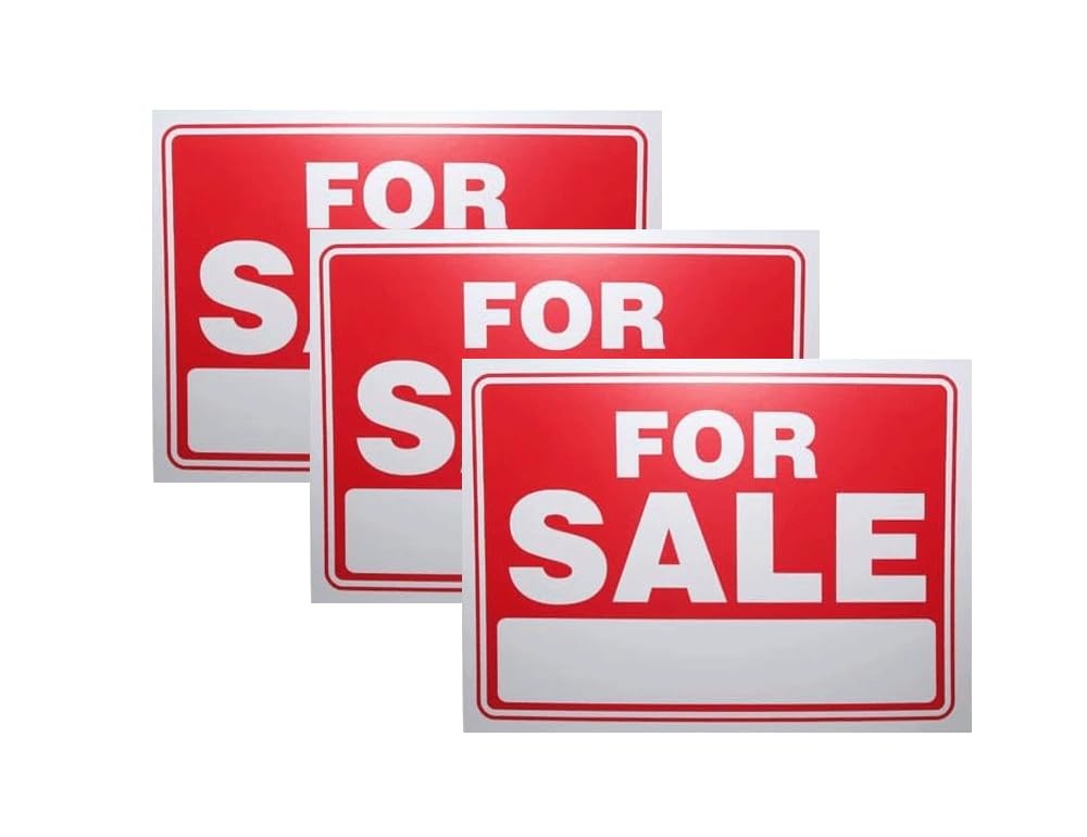 3 Pack Plastic Waterproof For Sale Signs 9×12 Inch for Yard Garage Retail