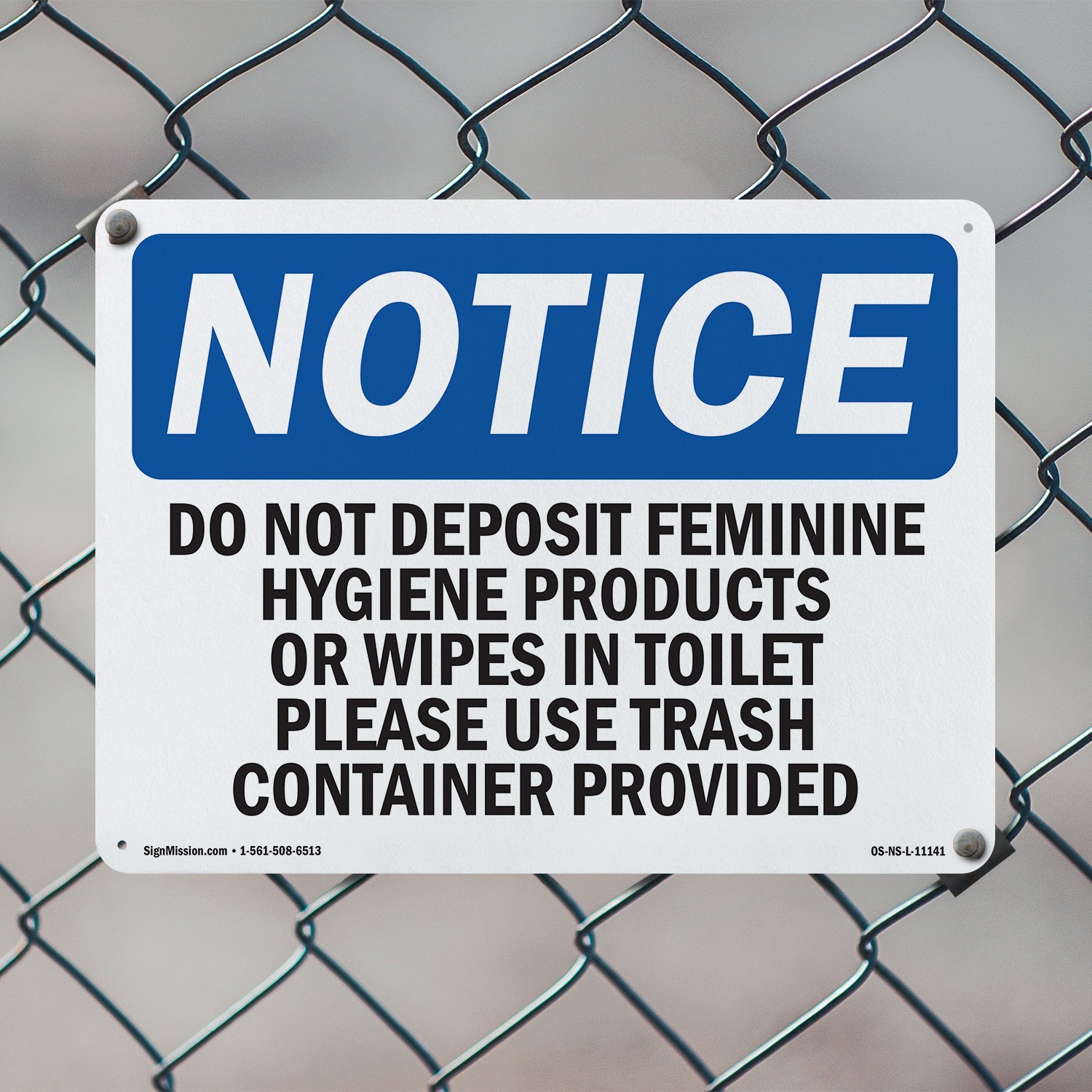 Do Not Deposit Feminine Hygiene Products OSHA Notice Sign, Decal 5 or 10 Pack