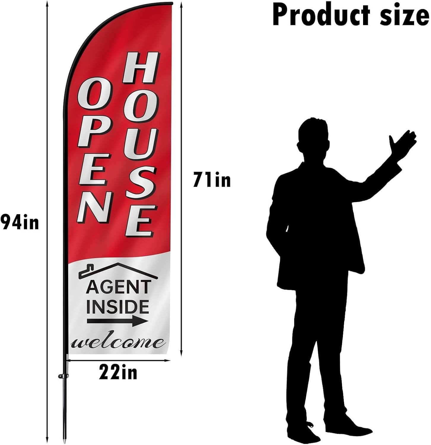 7.9FT Open House Flag Banner Kit for Real Estate Advertising and Promotion