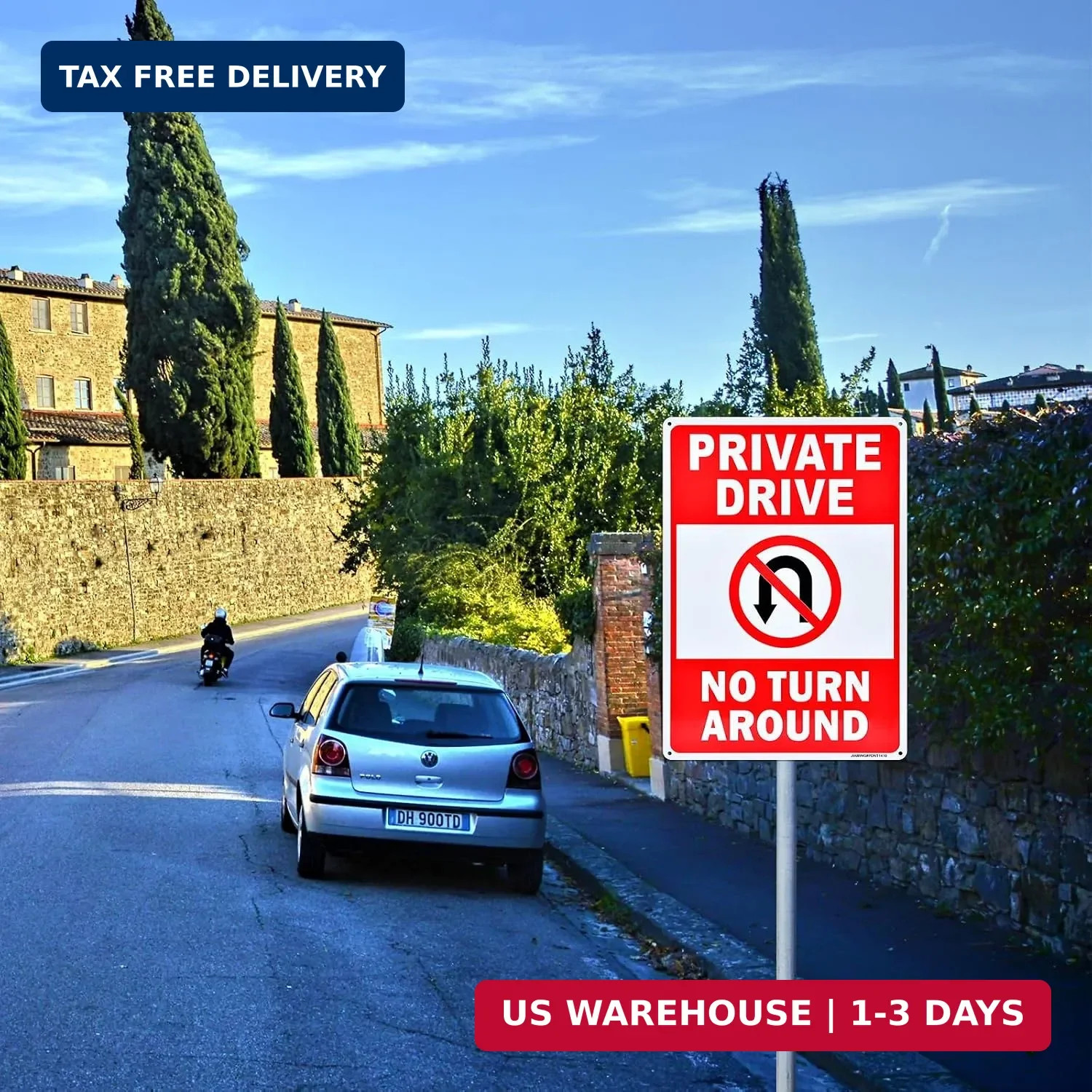 Private Drive Sign, No Turn Around Sign, Driveway Signs No Turnaround, 2 Pack 14