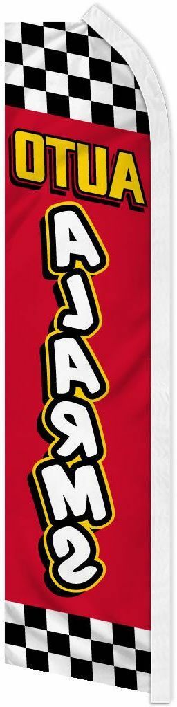 “AUTO ALARMS” advertising super flag swooper banner business sign car ry