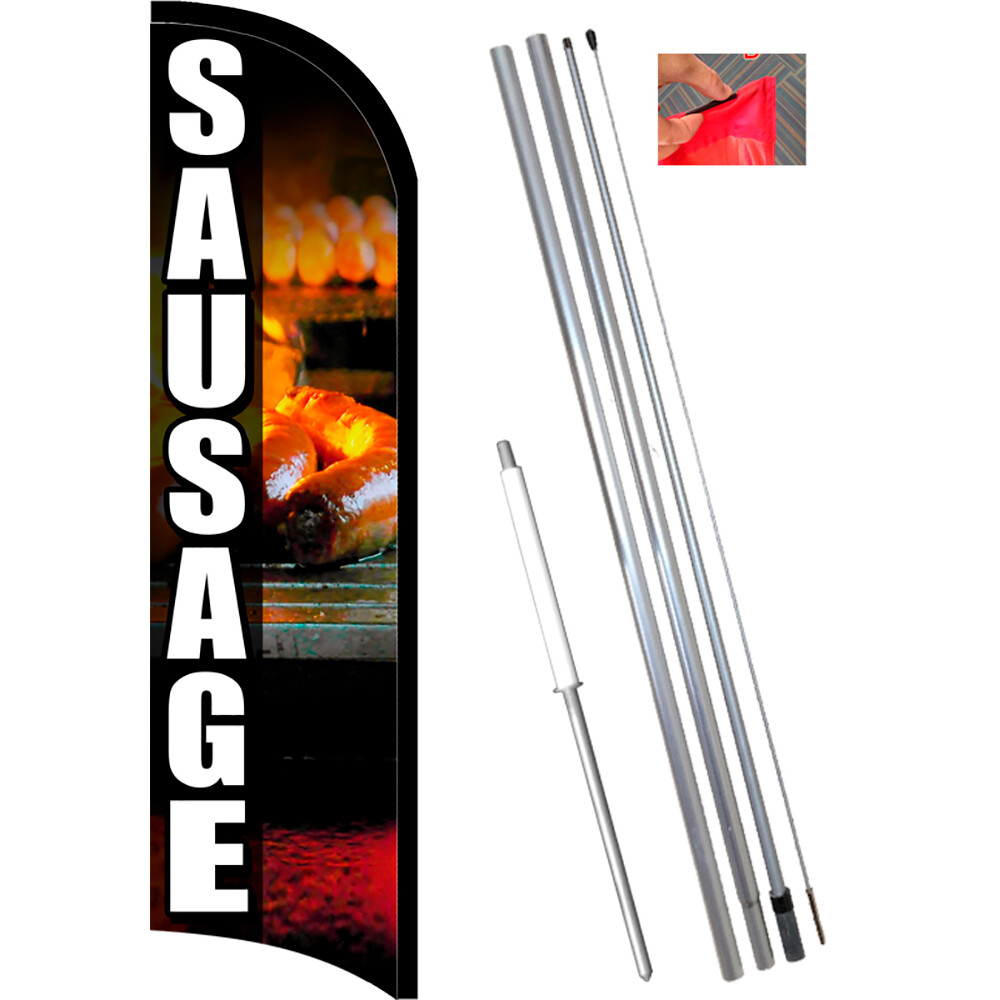SAUSAGE Premium Windless Feather Flag Bundle (Complete Kit) OR Optional Replace