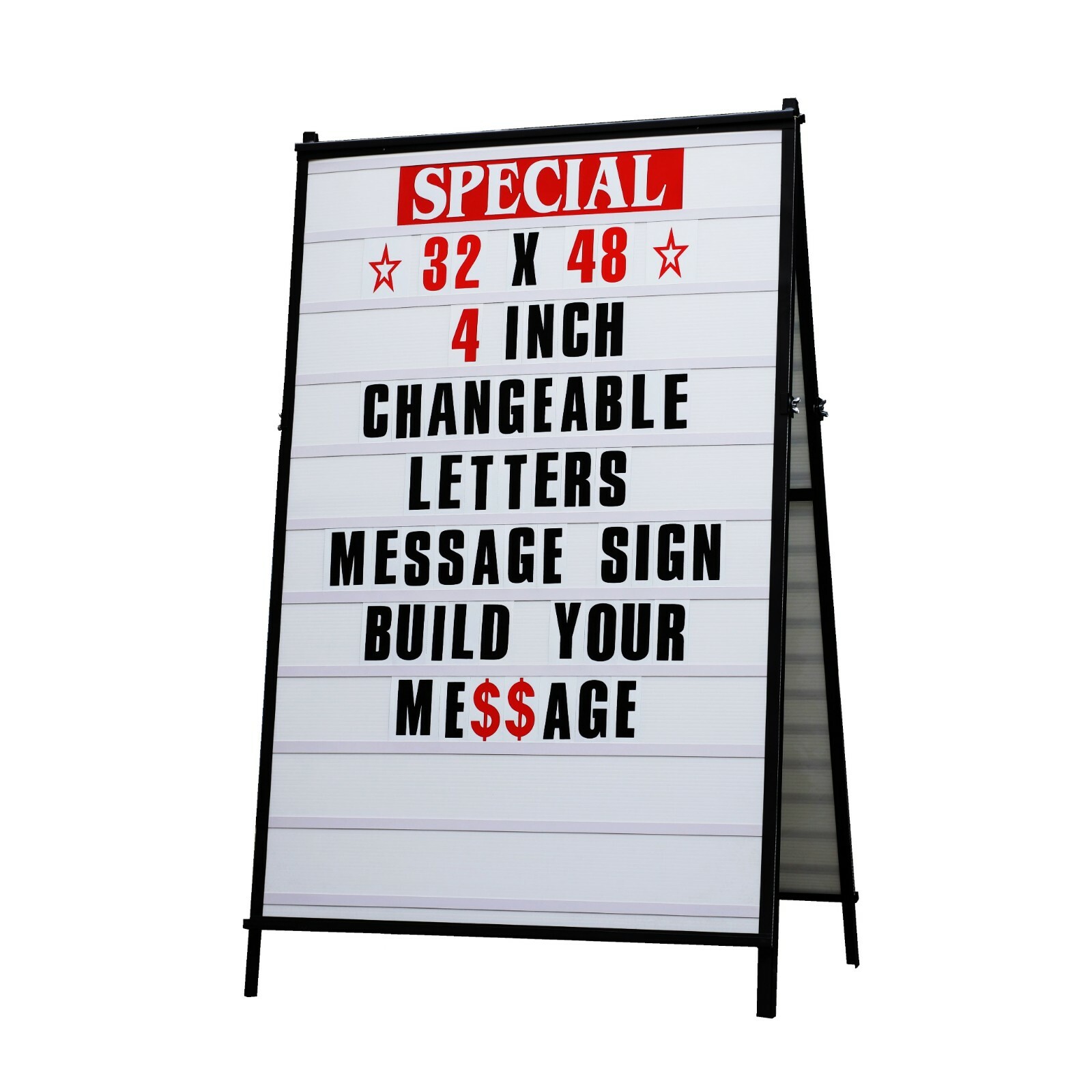 32″x 48″ A Frame Changeable Letters Message Sidewalk Sign With 4″ Letters set