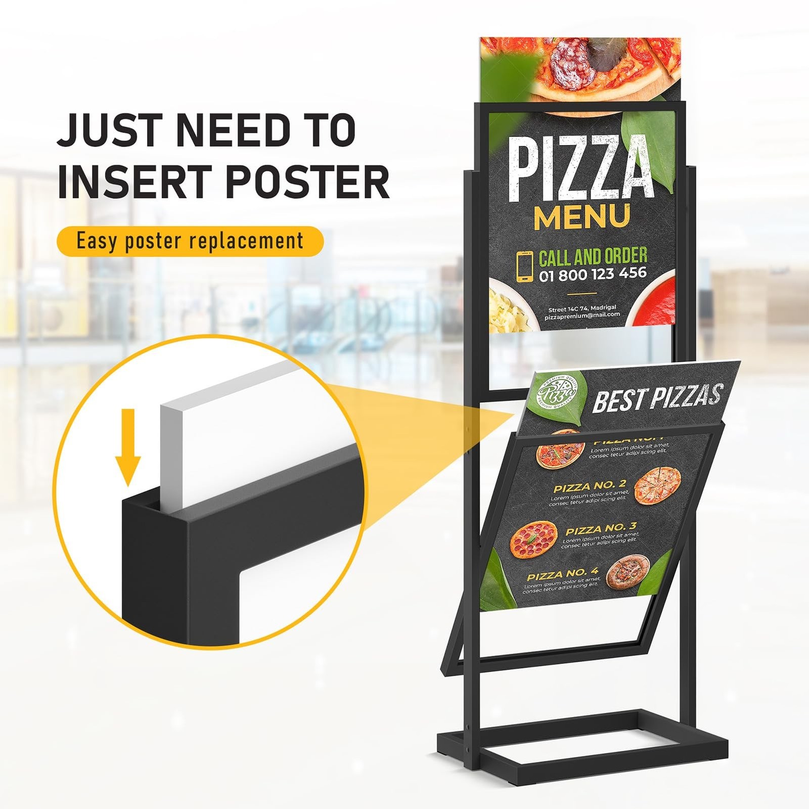 Sign Holder Floor Stand, Heavy Duty Pedestal Poster Banner Stand for Display,…