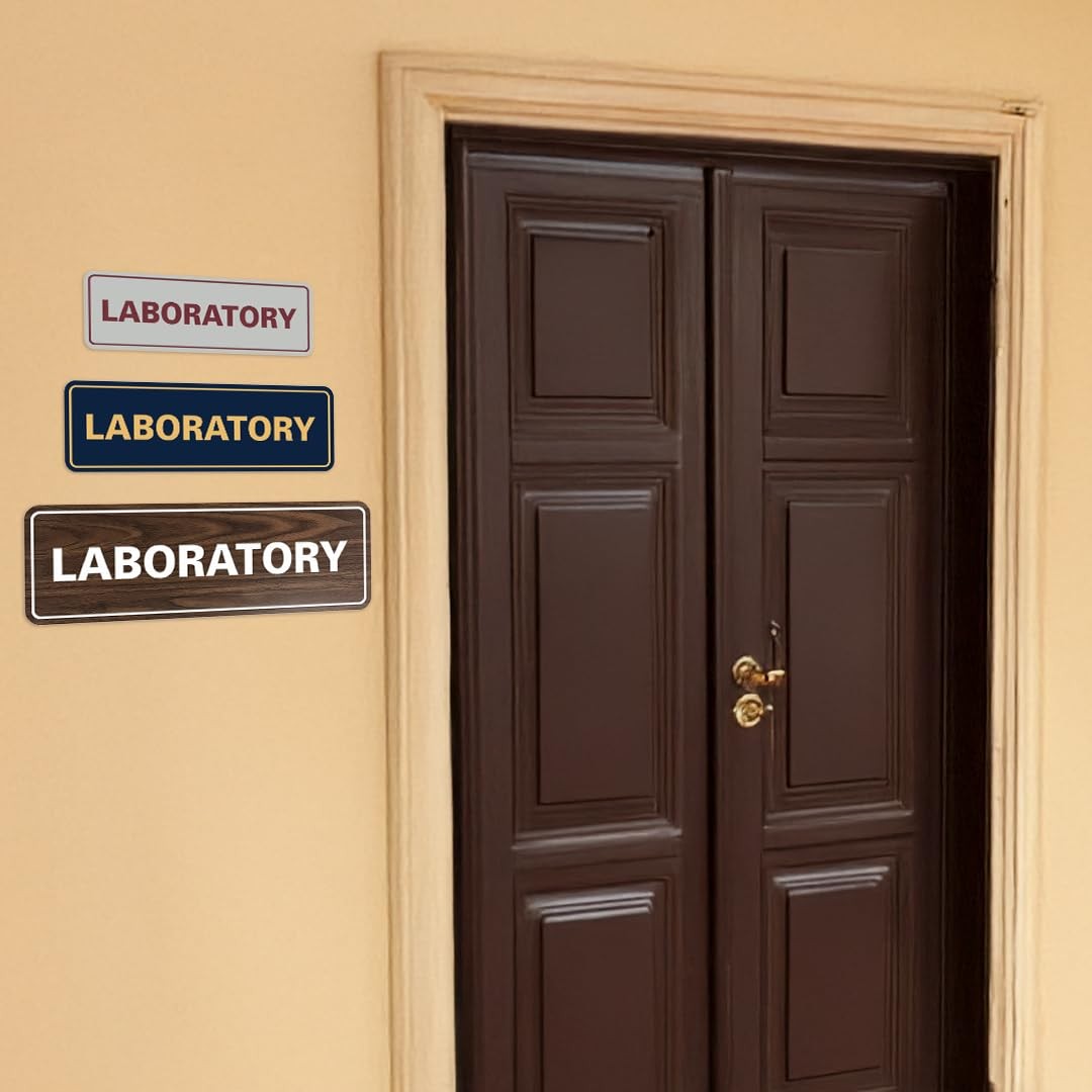 1 Pack Standard Laboratory Sign, Black/Silver, Medium, Door, Wall, Office