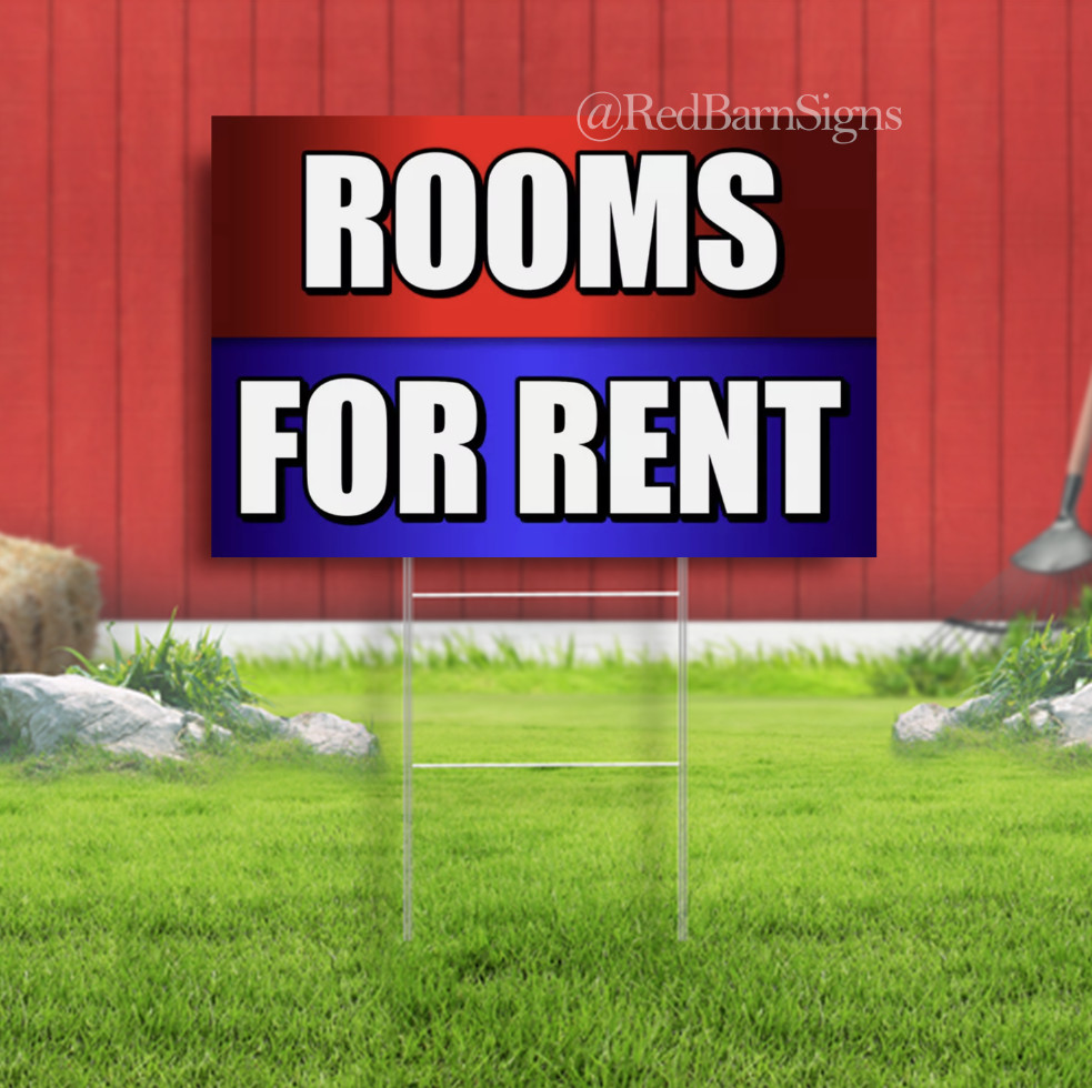 ROOMS FOR RENT Lawn Yard Sign Single-Sided with metal H-Stakes