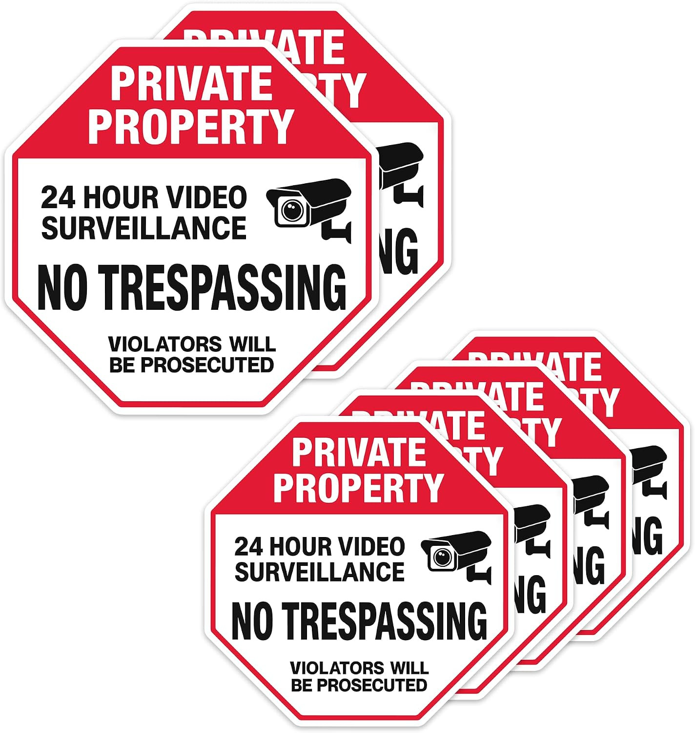 | Private Property No Trespassing Stickers (6 Pcs), (TWO SIZES, 2 LARGE 3.5″ & 4