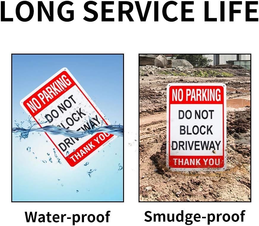 3 Pack No Parking Do Not Block Driveway Sign 10″x 7″ .04″ Aluminum Reflective…
