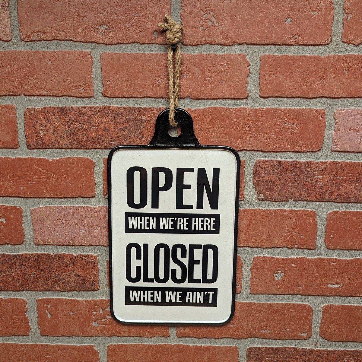 Rustic White Enamel Hanging Rope Open Closed Sign Door Business Shop Wall Decor