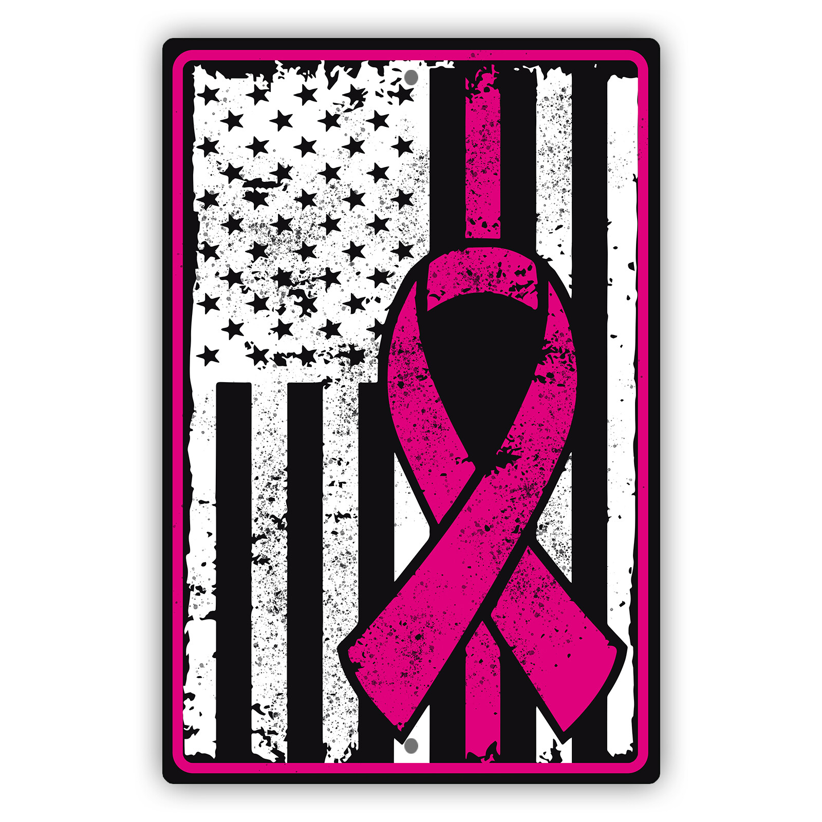 Pink Ribbon Breast Cancer Awareness Survivor October Aluminum Metal Sign