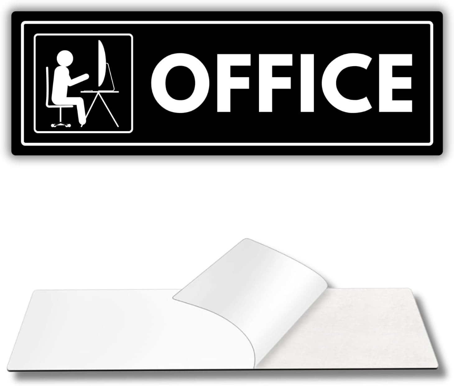 Office Sign – 3 x 9 Inch – Acrylic – Strong Self-Adhesive Door Sign – Thick Acry