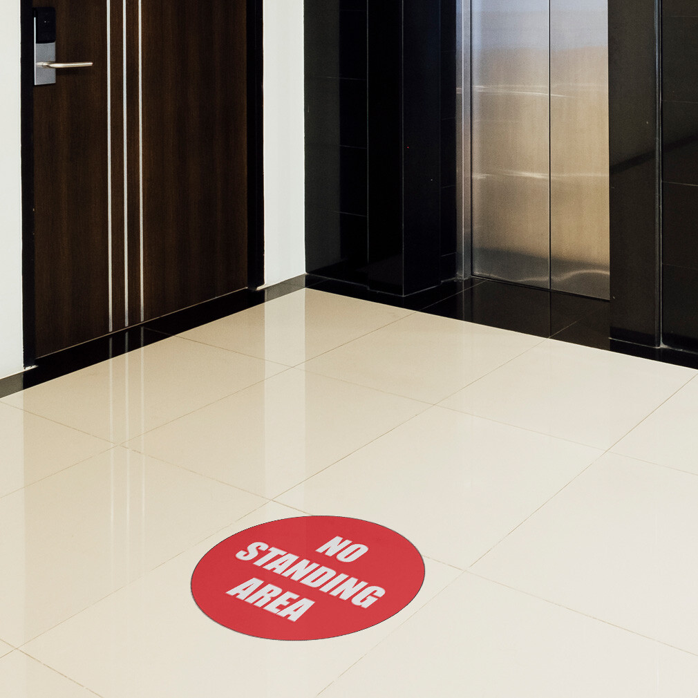 No Standing Floor Decals No Standing Area Red Anti-Slip Round Shape Lifestyle