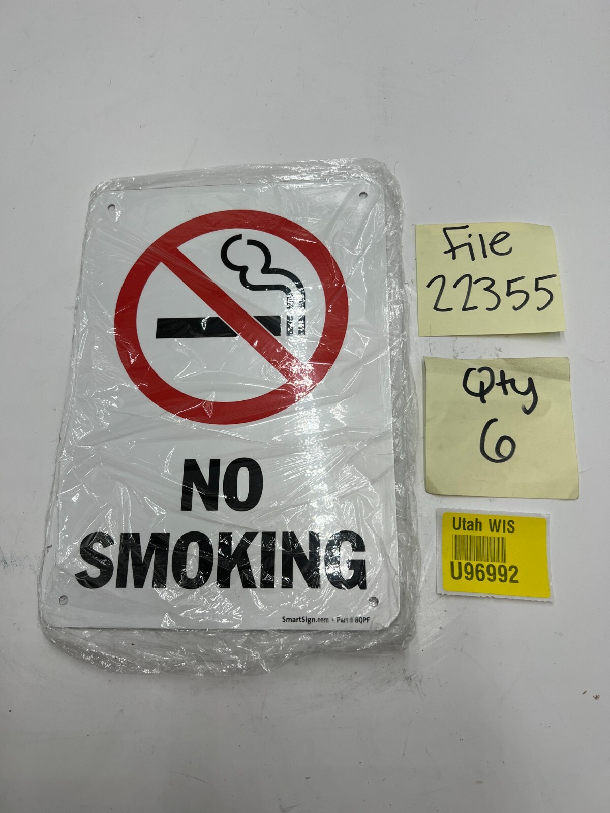 (QTY 6) SmartSign “No Smoking” With Graphic, U1-1017-NA_7x10