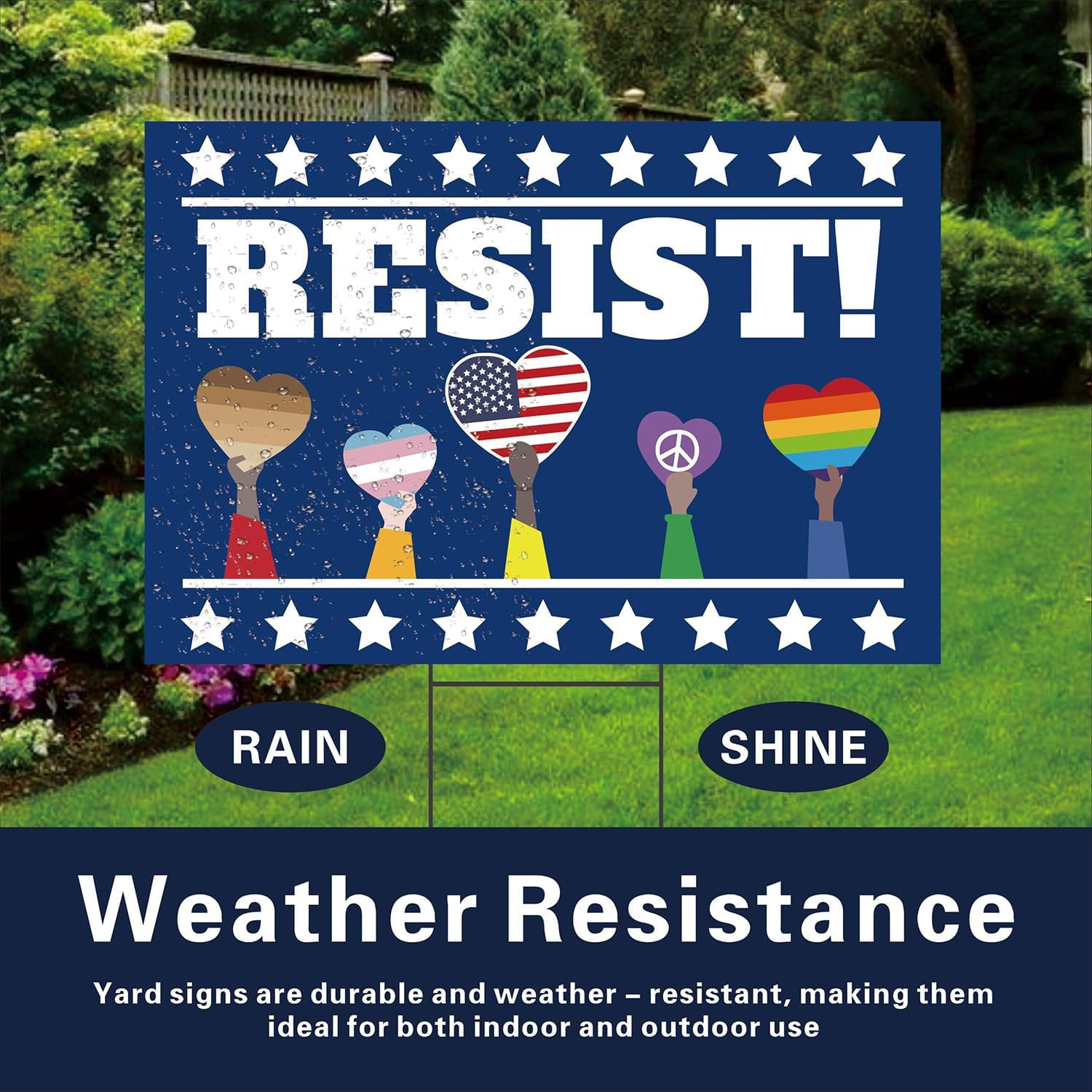 Resist! Sign Political Protest Yard Sign save Democracy Yard Signs Double Sided