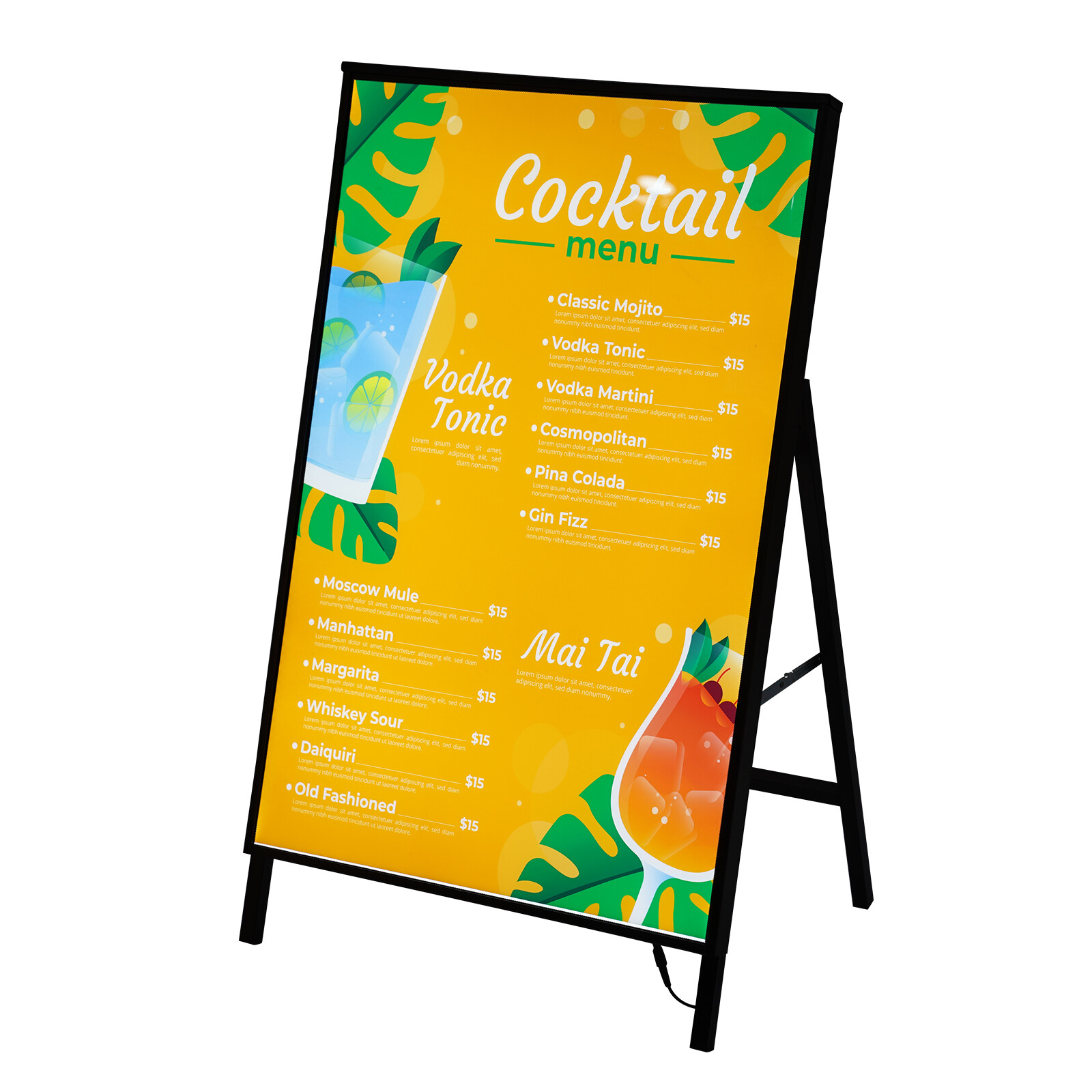 LED Movie Poster Frame Floor Standing 60 × 90 cm Light Guide Black