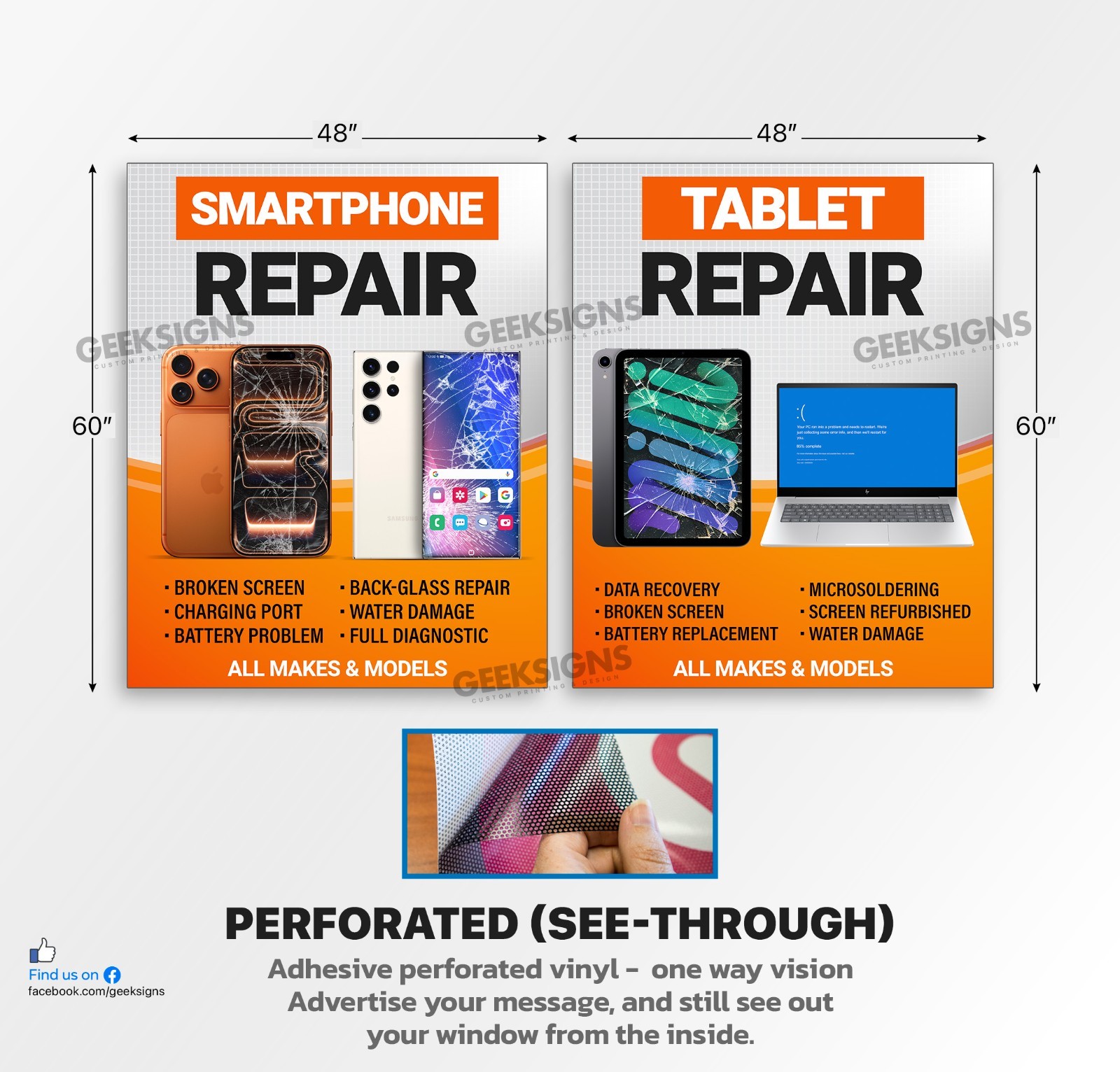 Smartphone Tablet Repair Window Wrap Graphics Decal Sticker