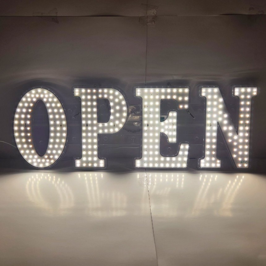 EPL Signs OPEN Warm White LED Sign Business 10″x30″ Remote 2G Blinking Mode