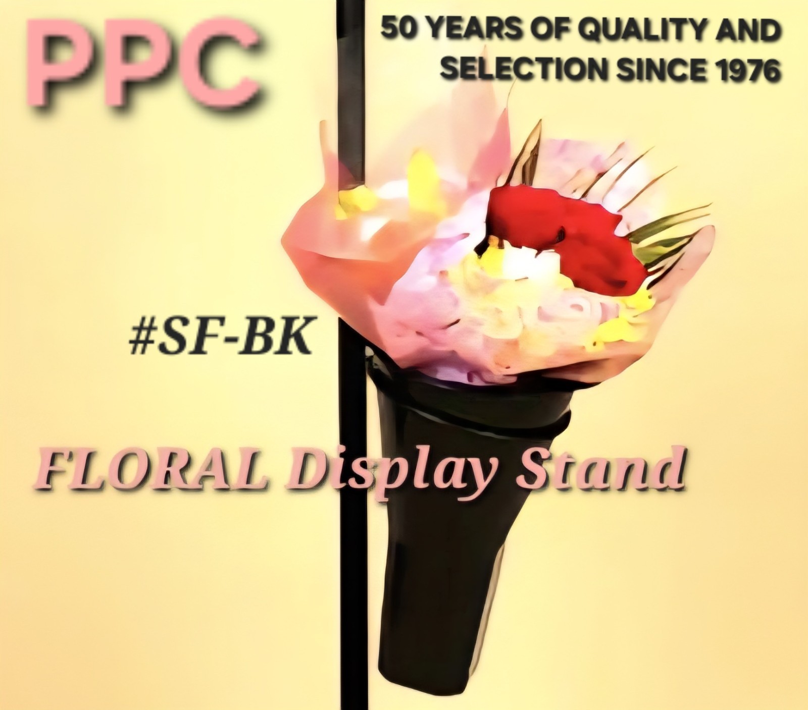 Polly Products Floral Metal Floor Stand w/Bucket & Sign Holder #SF-BK