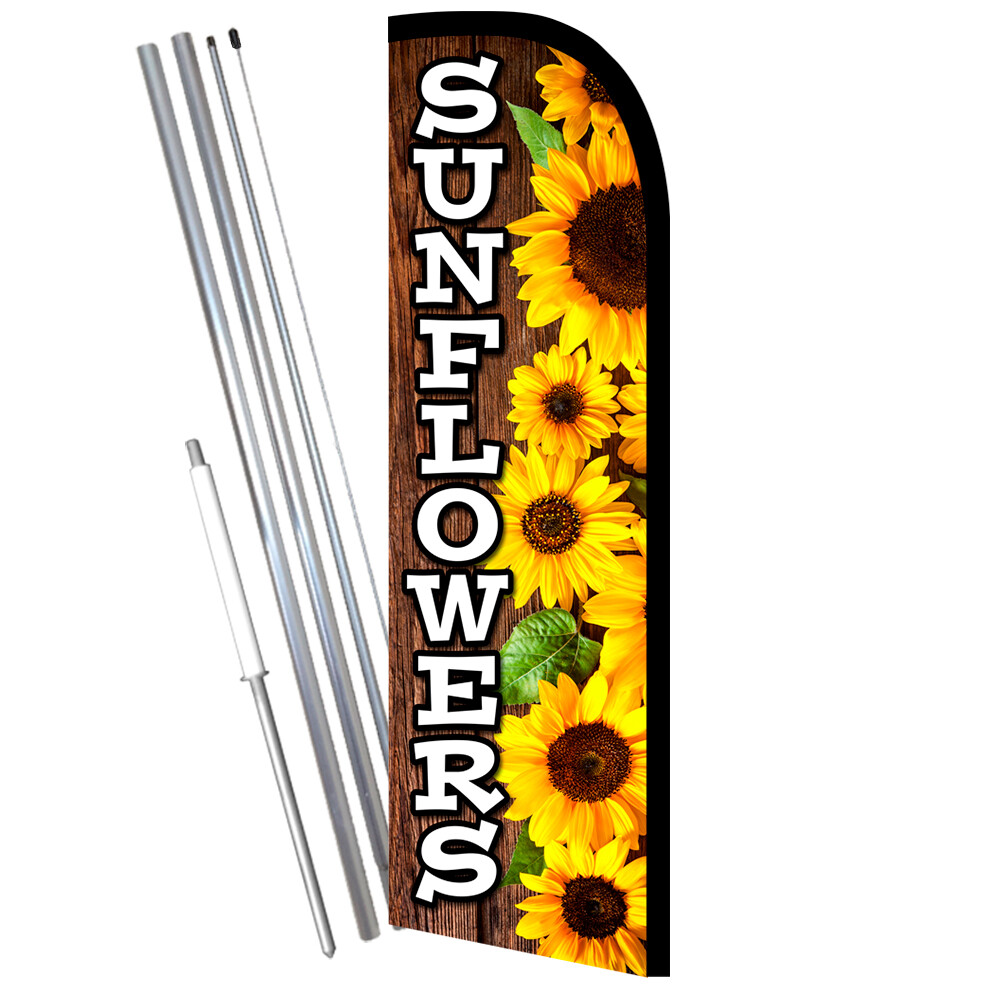 Sunflowers Premium Windless Feather Flag Bundle (Complete Kit) OR Optional Repl