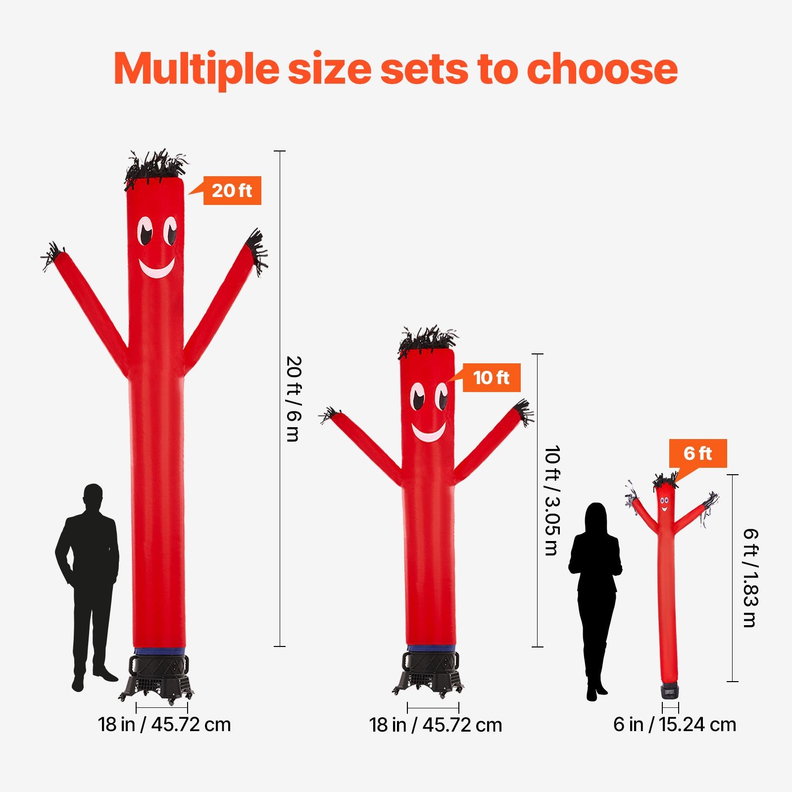 20ft Red Inflatable Tube Man w/ 1HP IPX3 Blower